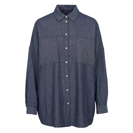 MORGANE - Camicia ampia in jacquard di cotone | Blu