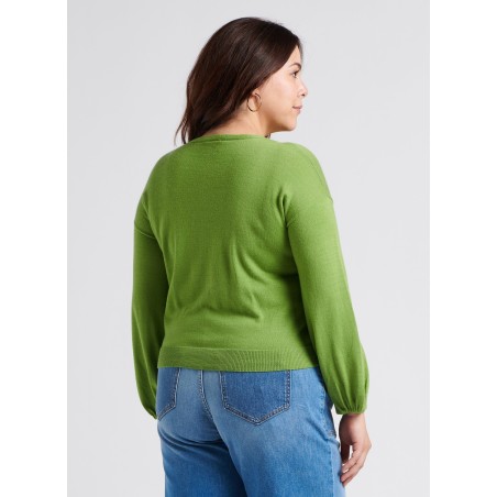 MORGANA - Cardigan scollo tondo in misto lana | Verde