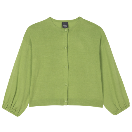 MORGANA - Cardigan scollo tondo in misto lana | Verde