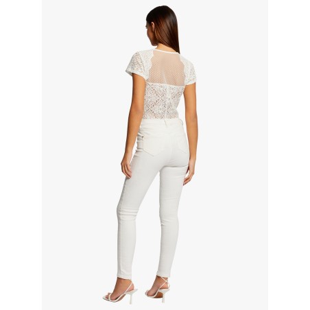 DELOM - Top scollo a V in pizzo | Bianco