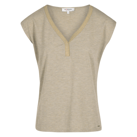 DMAYA.N - T-shirt scollo a V iridescente | Beige