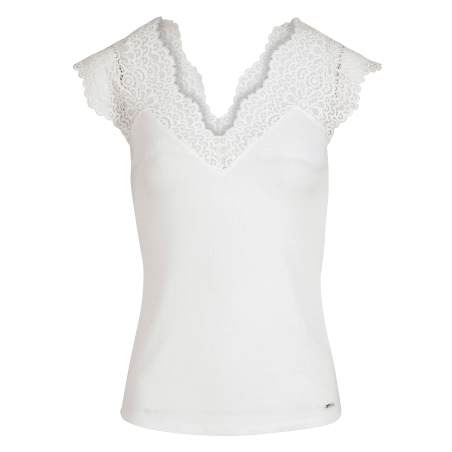 DENA.N - Top scollo a V con pizzo | Bianco