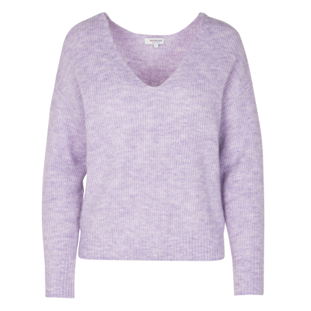 MUCHA - Maglione a coste con scollo a V | Viola