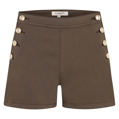 SHIVAL2 - Short aderente con bottoni in misto cotone | Verde