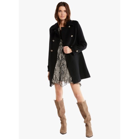 GABY.F - Cappotto dritto collo classico in misto lana | Nero