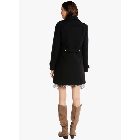 GABY.F - Cappotto dritto collo classico in misto lana | Nero