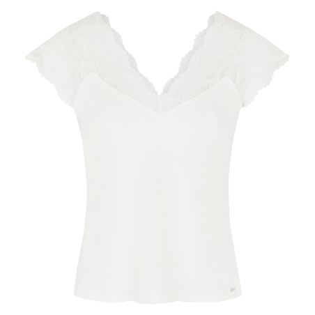 DELO - Top a maniche corte con pizzo | Bianco