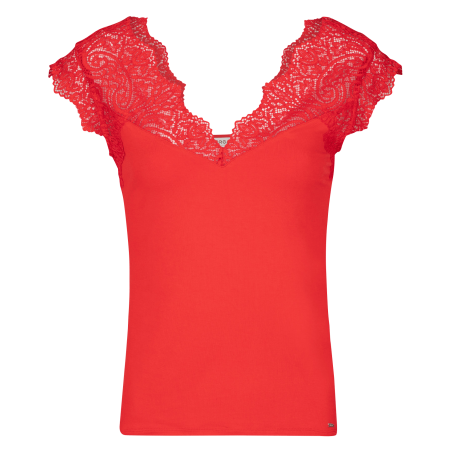 DENO - Top scollo a V con pizzo | Arancione