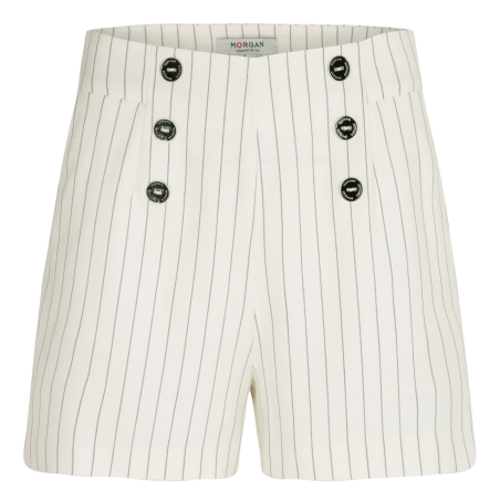 SHIVI.F - Shorts a vita alta a righe | Bianco