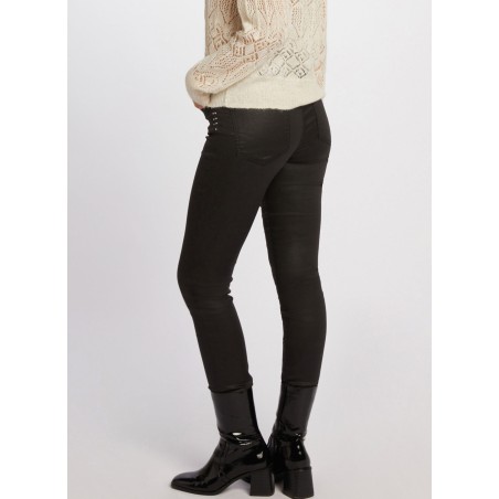 PFRASHI - Pantaloni skinny in misto cotone spalmato | Nero