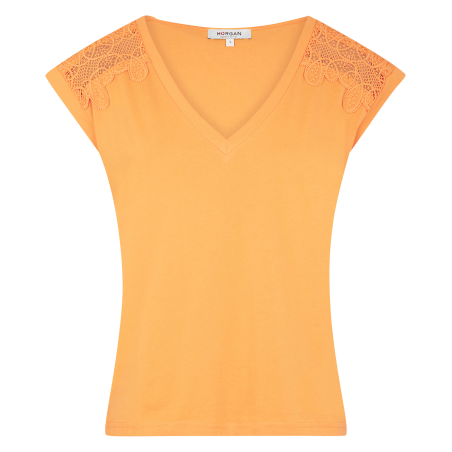 DECI - T-shirt collo a V in cotone | Arancione