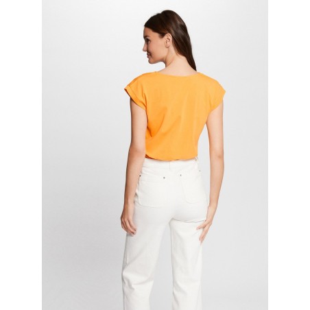 DECI - T-shirt collo a V in cotone | Arancione