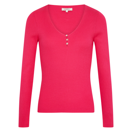 MVIE - T-shirt scollo a V a coste | Rosa